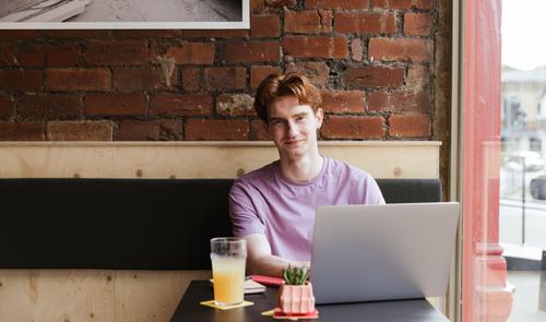 young man at laptop